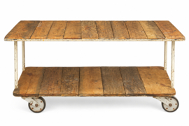Vintage Industriële Trolley | Oude Fabriekskar op Wielen