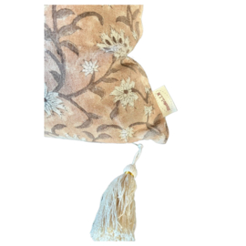 Cushioncover handprinted hazelnut brown off-white  60x40 cm