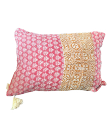 Vintage Kantha kussen 50x70 pink orange
