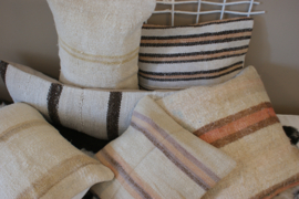 Vintage kelim kussen 40x60 natural stripe mocha