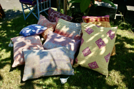 Vintage Kantha kussen 50x70 orange yellow