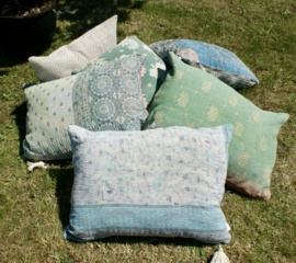 Vintage Kantha kussen 50x70 blue