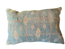 Vintage Kantha kussen 40x60 aqua turq.