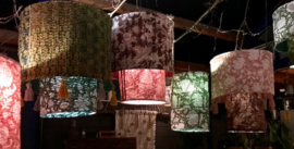 Hanglamp Kantha green  green yellow with tassel UITVERKOCHT