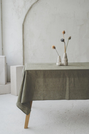 Stonewashed Linnen Tafelkleed Forest Green 140x250 xm