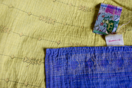 Vintage Kantha Quilt lila yellow