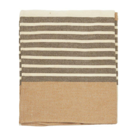 Visgraat Tafelkleed Linnen & Katoen | Beige, Zwart & Roestbruin 150x250 cm