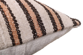 Vintage kelim kussen 50x50 natural soft terra brown stripe