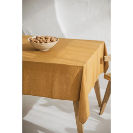 Stonewashed Linnen Tafelkleed Mustard 140x250 xm
