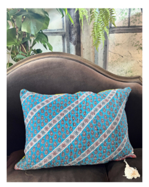 Vintage Kantha kussen 50x70 terra green blue