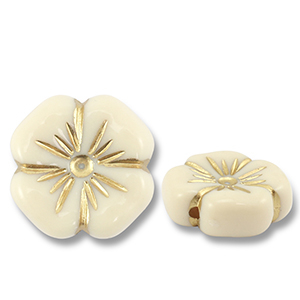 Boho flower kralen White gold 5 st.
