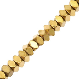 Kralen van hematite facet disc Gold 3 mm 10 st 58632