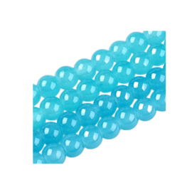 Imitatie Jade glaskralen streng turquoise 6mm