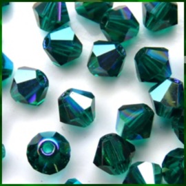 Preciosa Emerald bicone 4 mm - blue zircon 10 st.