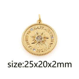 Bedel Zirconia 18 kt verguld met strass