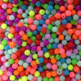 Neon kralen mix 6 mm 40 st