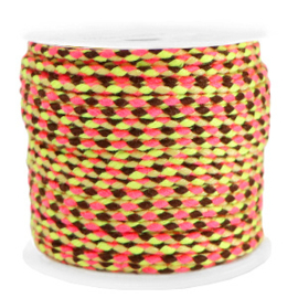 Trendy koord gevlochten 2mm Neon yellow-pink per meter