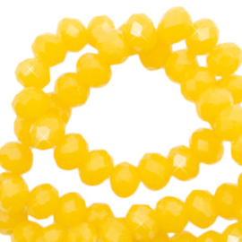 Facet kralen 4x3 mm Disc Sunshine Yellow  Pearl shine coating 65614 Per 10 stuks