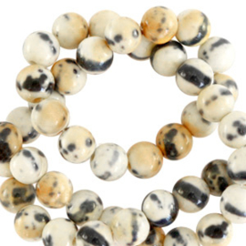 6 mm kralen natuursteen rond jade Beige-black 69561 10 st