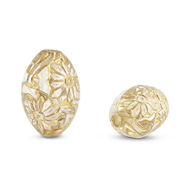 Boho kralen ovaal flower gold 10 st.
