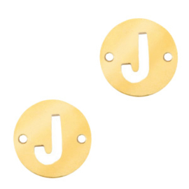 Bedel van  (RVS) 10mm initial coin J Goud tussenzetsel