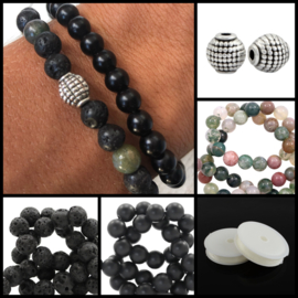 DIY Sieradenpakket Heren armbanden set stone 6 mm