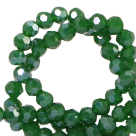 Facet kralen top quality rond 4mm Cadmium green-pearl shine coating 10 st 76288