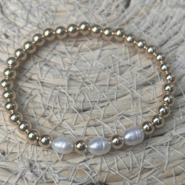 Goldfilled armband 5mm met zoetwaterparels