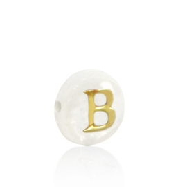 Schelp kraal letter B Gold-white (natuurlijke kleur)