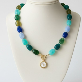 DIY Pakket acrylkralen ovalen ketting mix Ocean met bedel