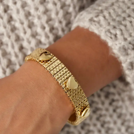 Stainless steel ribbel hart armband