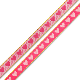 Tekstlint "hartjes" roze 1 meter