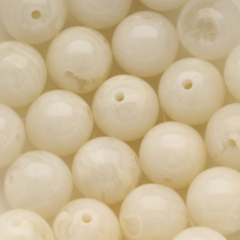 Acryl  kraal rond crème 14mm  per st.