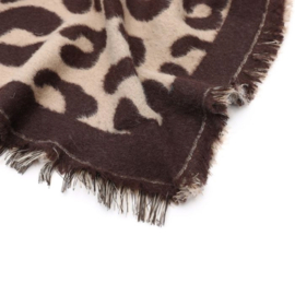 Warme omslagdoek luipaard coffee