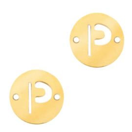 Bedel van  (RVS) 10mm initial coin P Goud tussenzetsel