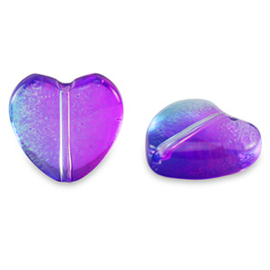 Glas kralen heart Purple