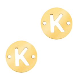 Bedel van  (RVS) 10mm initial coin K Goud tussenzetsel