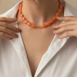 DIY Pakket acrylkralen ovalen ketting orange