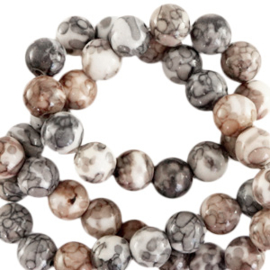 6 mm kralen natuursteen rond jade  Anthracite brown  6563 10 st.