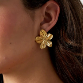 Stainless steel oorbellen flower