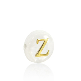 Schelp kraal letter Z Gold-white (natuurlijke kleur)