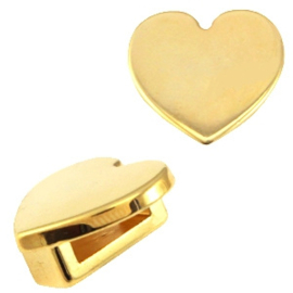 DQ metalen Love Crystal/Cuoio slider hart Goud