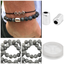 DIY Sieradenpakket Heren armband Stone grey