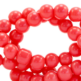 Glaskralen 6 mm opaque Coral red 66358 40 st.