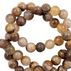 6 mm kralen natuursteen agaat Brown mix 58555 10 st.