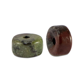 Disc natuursteen kralen 4x2mm Hunter green 6 st.