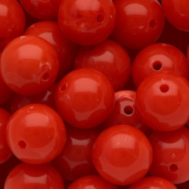 Acryl  kraal red 14mm  per st.