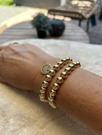 Armbanden set 8 mm smiley vergulde goldcolour kralen