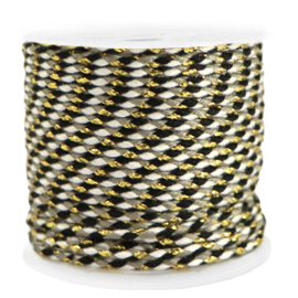 Trendy koord gevlochten 2mm Gold-black per meter