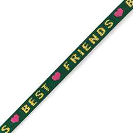 Tekstlint "best friends" Green-gold-pink 1 meter